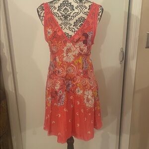 Vibrant Floral V-Neck Mini Dress